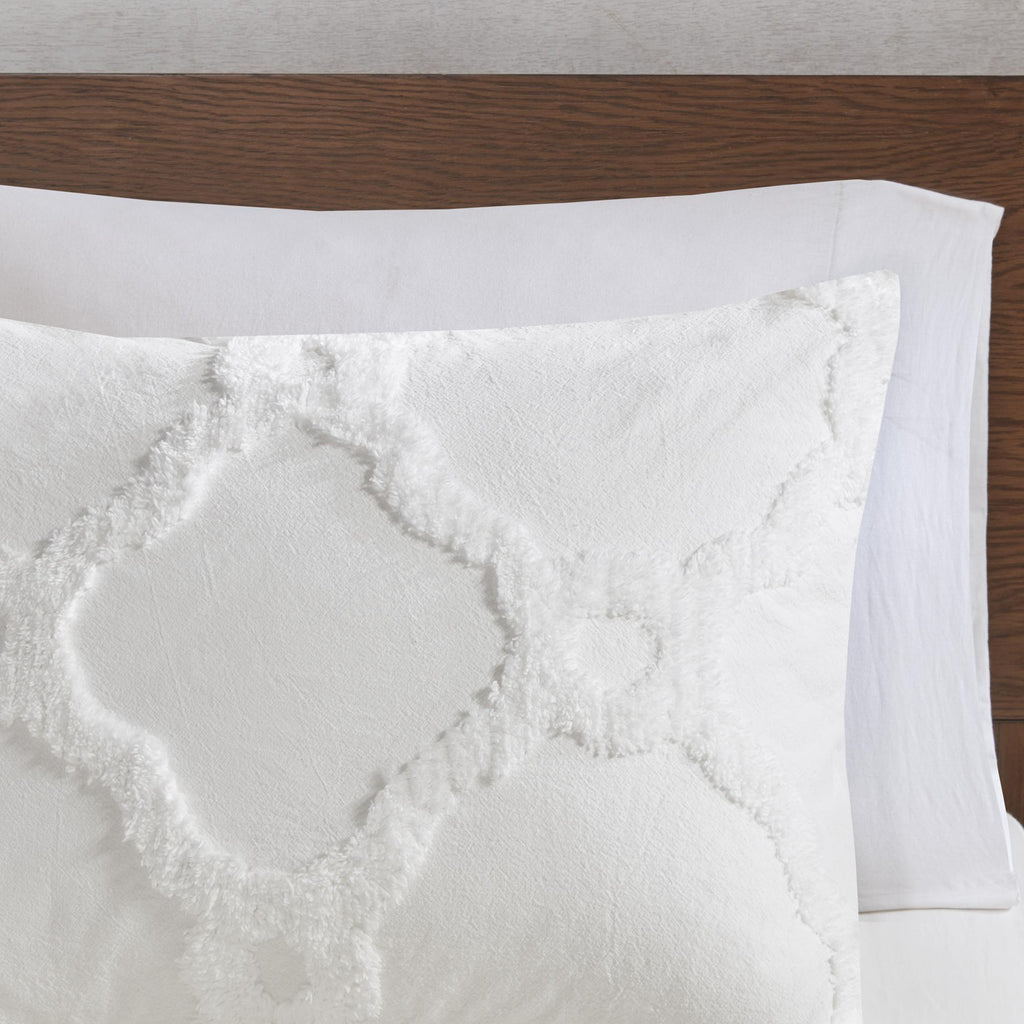 Home Essence Leena 3 piece Tufted Cotton Comforter set, King/Cal King, White