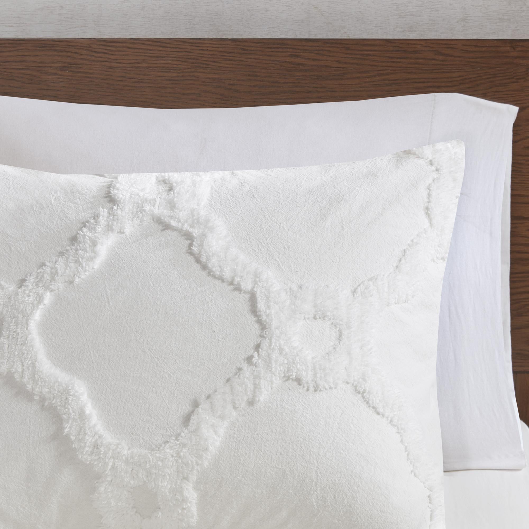 Home Essence Leena 3 piece Tufted Cotton Comforter set, King/Cal King, White