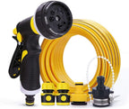 HTTJDY Garden Hose Spray Gun,8 Function Spray Nozzle with Water Hose Pipe,Labor-Saving Buckle Design and Rubberized Handle Garden Hose Nozzle,for Watering Lawns,Washing Cars & Pets