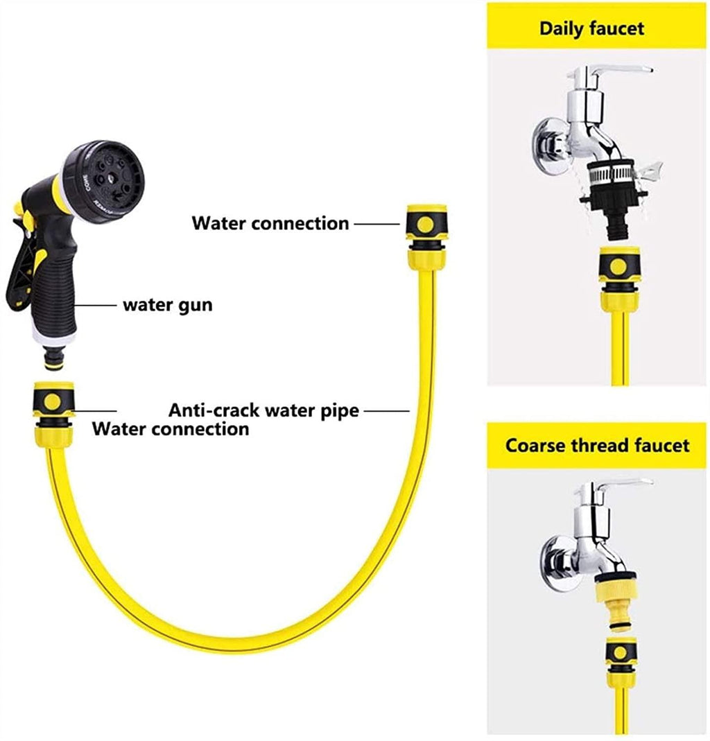 HTTJDY Garden Hose Spray Gun,8 Function Spray Nozzle with Water Hose Pipe,Labor-Saving Buckle Design and Rubberized Handle Garden Hose Nozzle,for Watering Lawns,Washing Cars & Pets