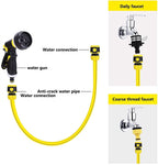HTTJDY Garden Hose Spray Gun,8 Function Spray Nozzle with Water Hose Pipe,Labor-Saving Buckle Design and Rubberized Handle Garden Hose Nozzle,for Watering Lawns,Washing Cars & Pets