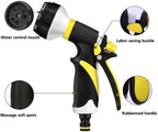 HTTJDY Garden Hose Spray Gun,8 Function Spray Nozzle with Water Hose Pipe,Labor-Saving Buckle Design and Rubberized Handle Garden Hose Nozzle,for Watering Lawns,Washing Cars & Pets