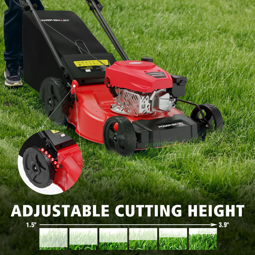 21" Self-Propelled Gas Lawn Mower | 170cc OHV Engine | Rear-Wheel Drive for Slopes | 3-in-1 Bag, Mulch &amp; Dischar| 6 Cutting Heights | Durable Steel Deck| Rear-Wheel Drive | Medium Yard