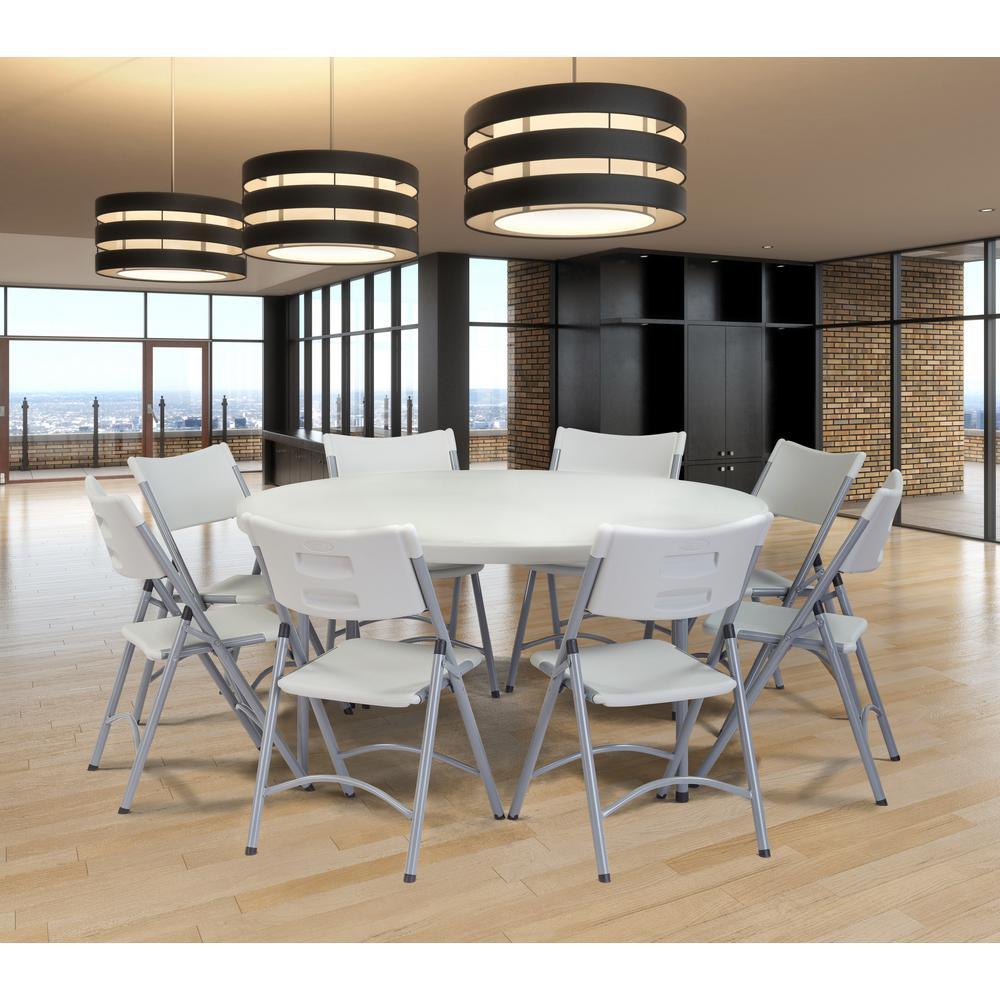 60 in. Grey Plastic Round Folding Banquet Table