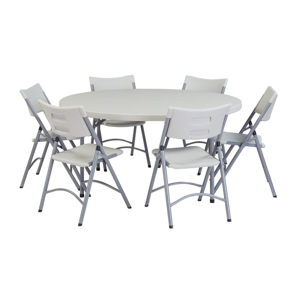 60 in. Grey Plastic Round Folding Banquet Table