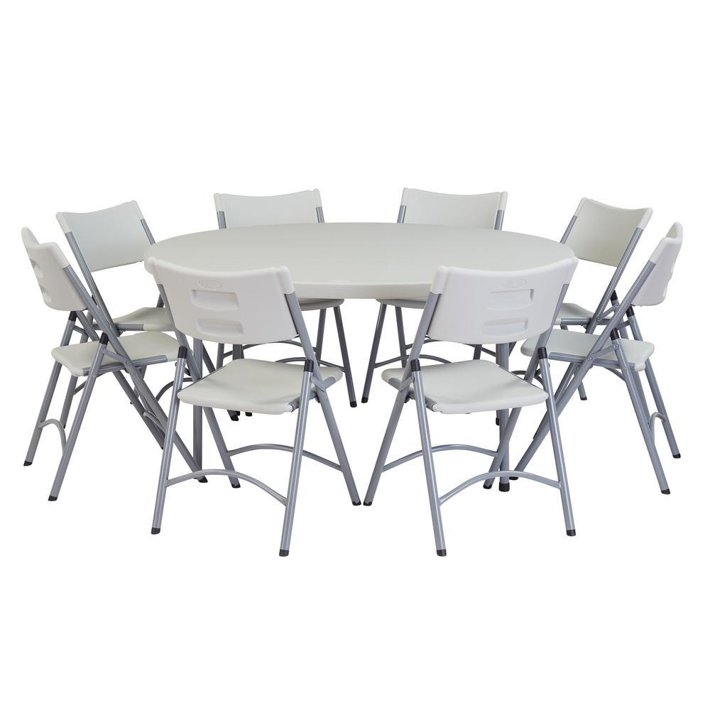 60 in. Grey Plastic Round Folding Banquet Table