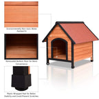 PETSJOY Pet Cat Dog House, Wooden Dog Cat Room Shelter, Weatherproof Puppy House Kitty Condo Room with Raised Roof for Indoor and Outdoor Use, Feral Insulated Pet House