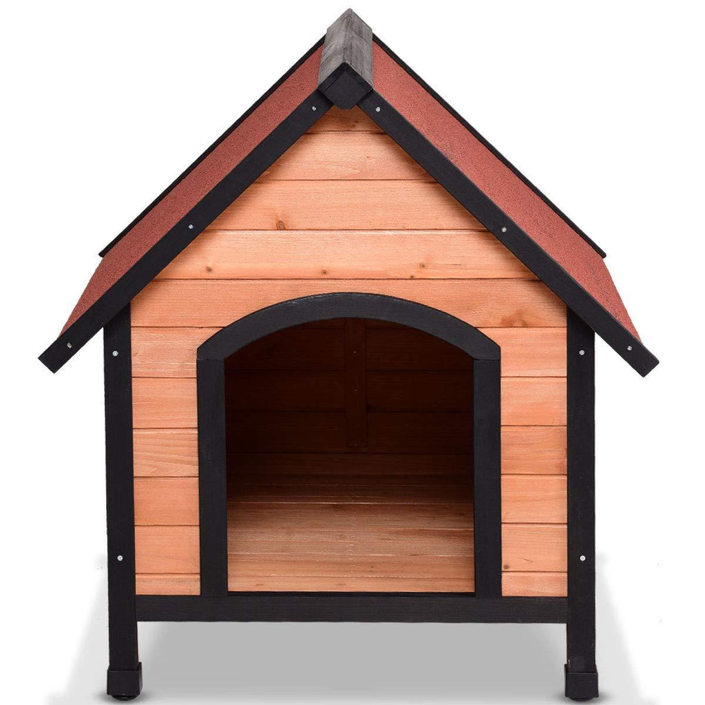 PETSJOY Pet Cat Dog House, Wooden Dog Cat Room Shelter, Weatherproof Puppy House Kitty Condo Room with Raised Roof for Indoor and Outdoor Use, Feral Insulated Pet House