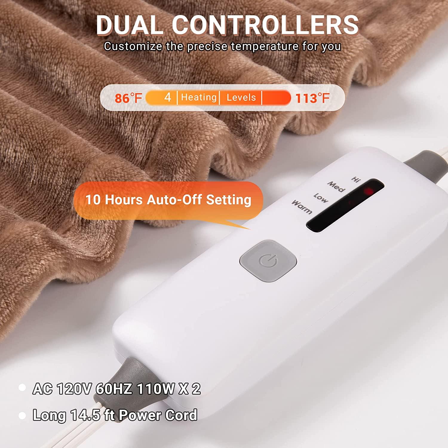 Heated Blanket  Electric Blanket Queen 84"x90" - 4 Heating Levels &amp; 10 Hours Auto Off, Heating Blanket with ETL and FCC Certificated, Machine Washable, Brown