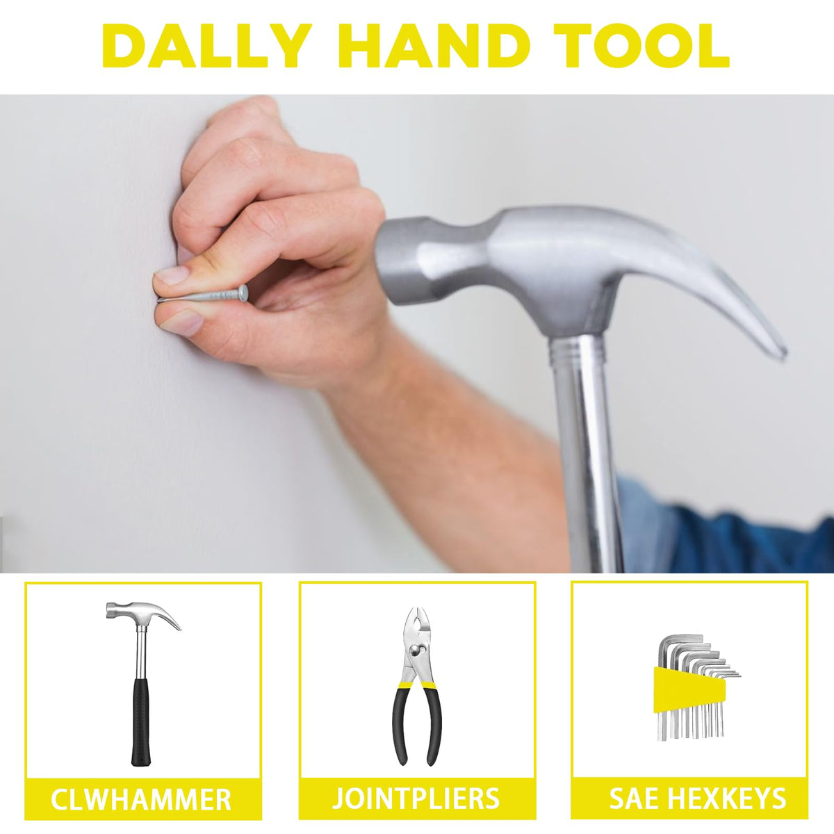 39 Piece Tool Set General Household Tool Kit - Basic Home Tool Set Small Hand Tool Kit with Plastic Toolbox StoraCase for Home GaraOffice ColleDormitory Use Yellow