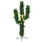 Costway 6Ft Pre-Lit Cactus Christmas Tree LED Lights Ball Ornaments