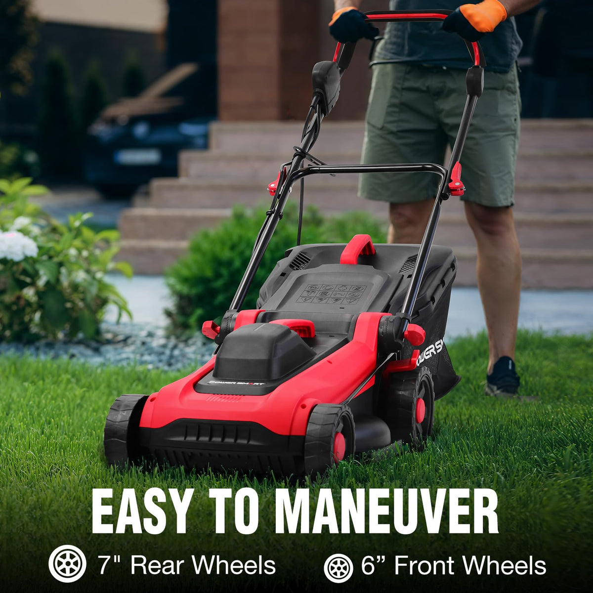 Corded Electric Lawn Mower 14-Inch 12.5AMP with Adjustable Handle Height, 6 Cutting Heights, 10-Gallon Collection Bag 2026 Version