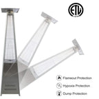KARMAS PRODUCT Outdoor Patio Heater, Pyramid Standing Gas LP Propane Heater with Wheels 87 inches Tall 42000 BTU for Commercial Courtyard (Silver)