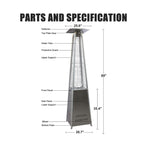 KARMAS PRODUCT Outdoor Patio Heater, Pyramid Standing Gas LP Propane Heater with Wheels 87 inches Tall 42000 BTU for Commercial Courtyard (Silver)