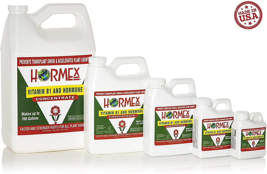 hormex vitamin b1 rooting hormone concentrate | prevents transplant shock | accelerates growth | stimulates roots | for all plant varieties and grow mediums including hydroponics (128 oz)