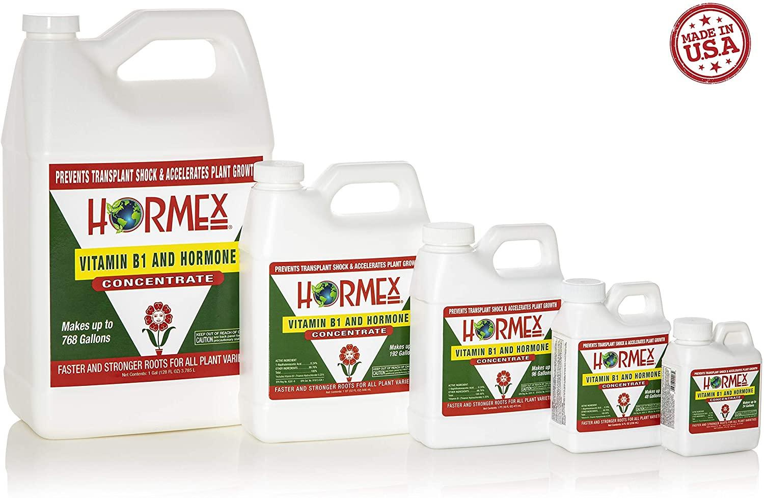 hormex vitamin b1 rooting hormone concentrate | prevents transplant shock | accelerates growth | stimulates roots | for all plant varieties and grow mediums including hydroponics (128 oz)