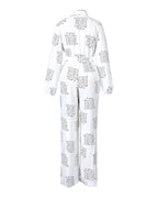 letter print casual knotted jumpsuit