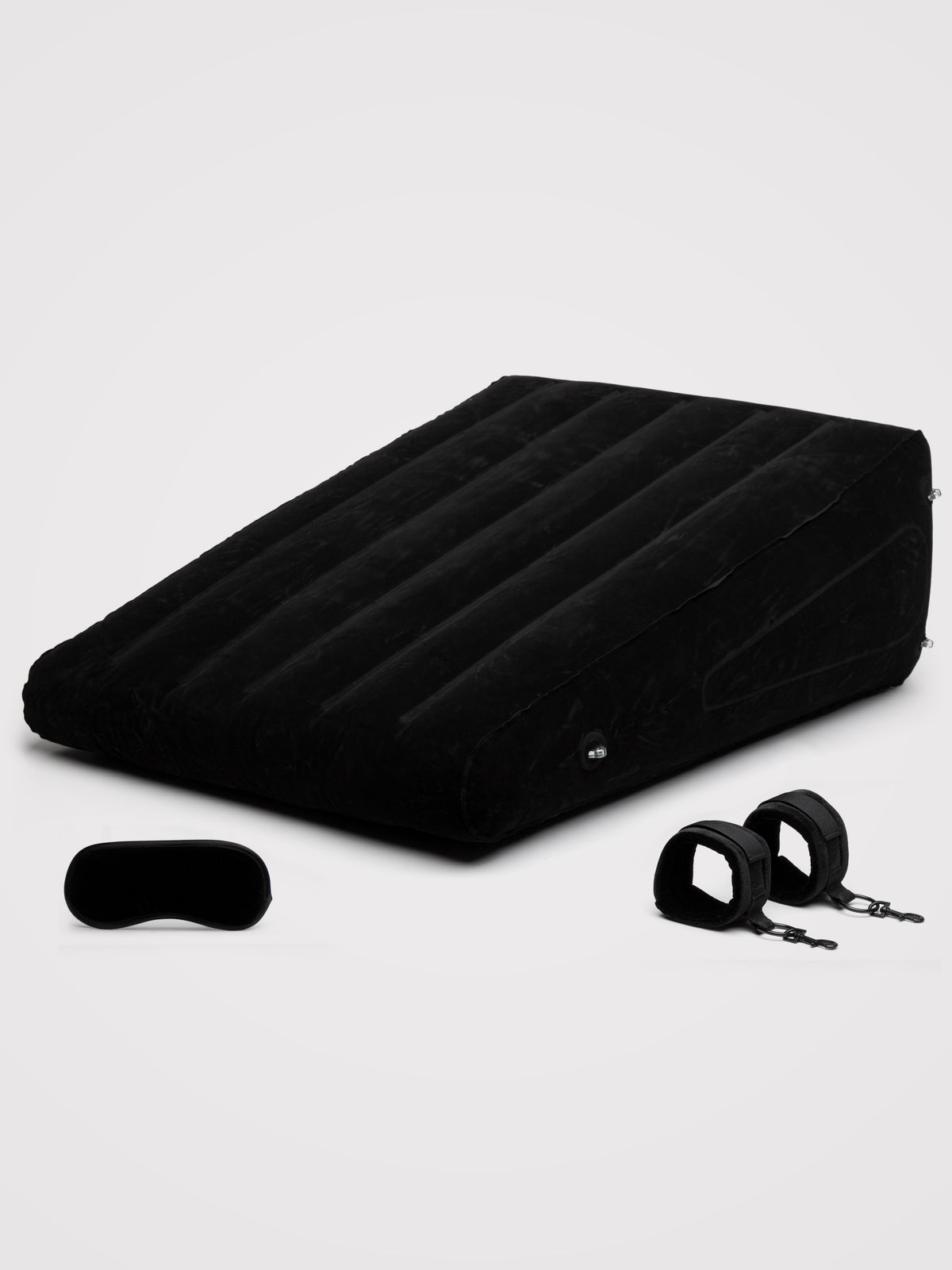 DOMINIX Deluxe Large Inflatable Wedge, Handcuff and Blindfold Set, Black