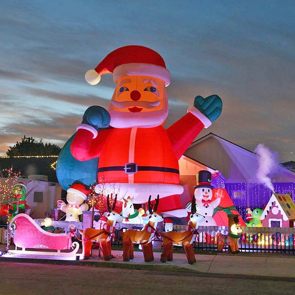 TKLoop Giant 26Ft Premium Inflatable Santa Claus with Blower for Christmas Yard Decoration Outdoor Yard Lawn Xmas Party Blow Up Decoration