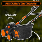 20V Max Cordless 15-Inch 2-in-1 Brushless Electric Dethatcher and Scarifier with Collection Bag, Two 4.0 Ah Batteries, and Dual-Port Charger (20716)