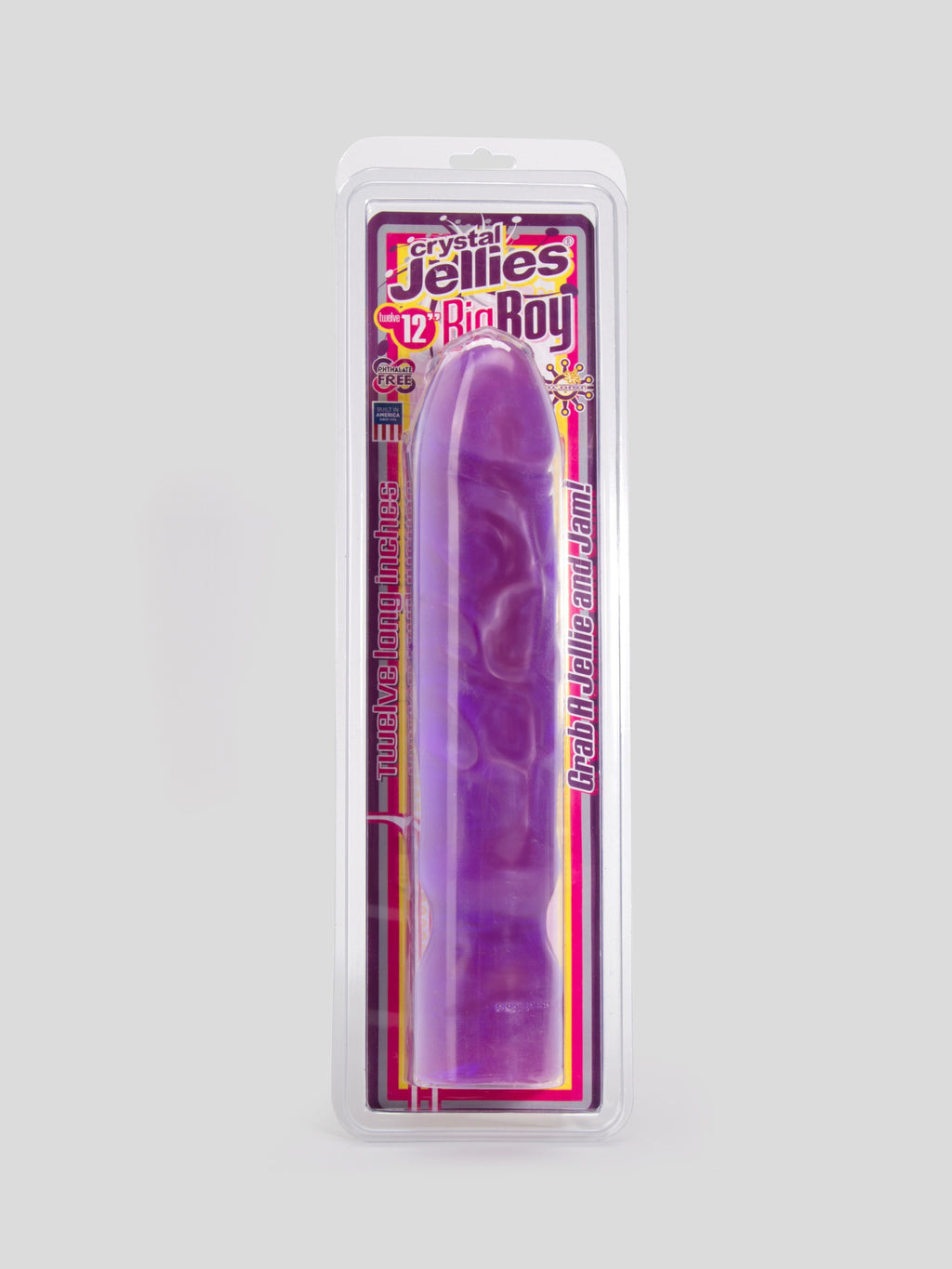Doc Johnson Crystal Jellies Realistic Dildo 12 Inch, Purple