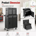2-in-1 Rolling Tool Chest with 5 Drawers, Heavy-Duty Metal Tool Box with Wheels, Detachable Top Tool Box & Rolling Tool Cabinet for Garage, DIY (5-Drawers, Black)