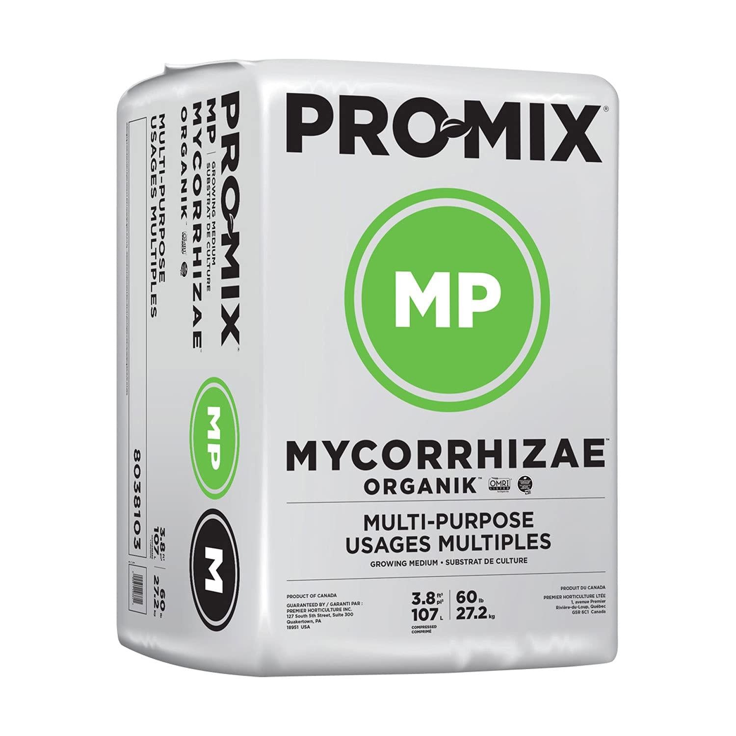 promix pt8038101 mp mycorrhizae organik multi purpose growing medium mix for seed starting herbs and vegetables, 3.8 cubic foot