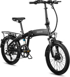 Populo 20'' Folding Electric Bike for Adults, Curve 250W 36V E-Bike, Lightweight Aluminum Ebike with Suspension Fork, Lights &amp; Rear Rack Included, USB Charge.