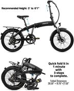 Populo 20'' Folding Electric Bike for Adults, Curve 250W 36V E-Bike, Lightweight Aluminum Ebike with Suspension Fork, Lights &amp; Rear Rack Included, USB Charge.