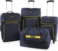 Seascape Collection 4pc Softside Luggage Set, Navy/Yellow
