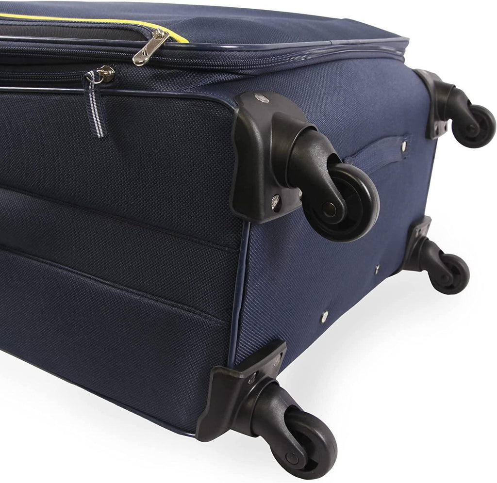 Seascape Collection 4pc Softside Luggage Set, Navy/Yellow