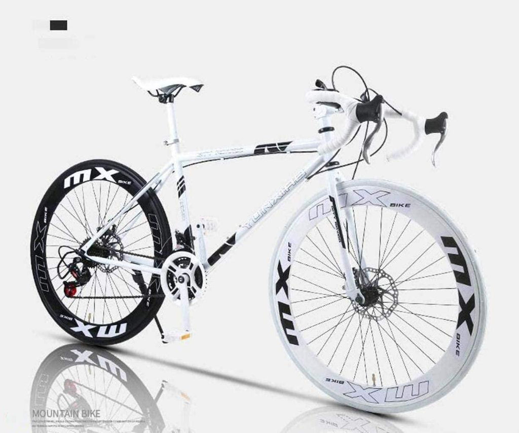XIAZHOU Highway Bicycle, 24-Speed 26-inch Bicycle, Double disc Brake, high Carbon Steel Frame, Highway Bicycle Racing, Men and Women 6-11, 40 Knives