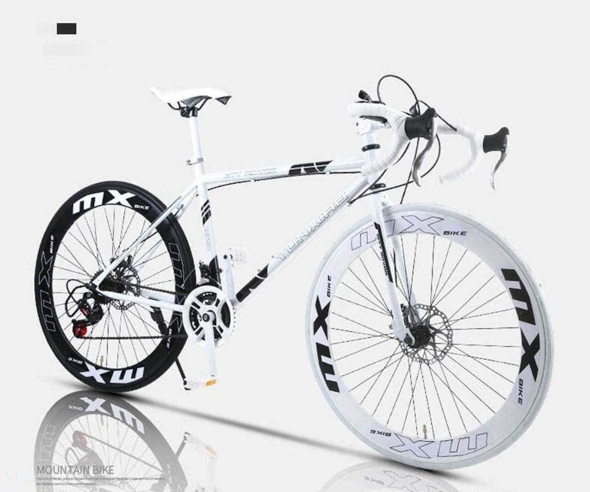 XIAZHOU Highway Bicycle, 24-Speed 26-inch Bicycle, Double disc Brake, high Carbon Steel Frame, Highway Bicycle Racing, Men and Women 6-11, 40 Knives