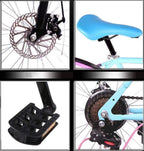 XIAZHOU Highway Bicycle, 24-Speed 26-inch Bicycle, Double disc Brake, high Carbon Steel Frame, Highway Bicycle Racing, Men and Women 6-11, 40 Knives