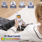 Aukfa Electric Heated Blanket Throw  72u201D x 84u201D Soft Flannel Electric Blanket  10 Heat Levels &amp; 12 Hours Timer Auto Off  Fast Heating Blanket for Home Office Use  ETL Certifi