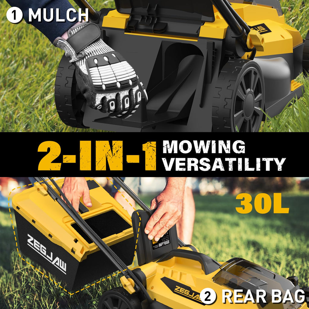 20v 13-inch Lawn Mower and 12-inch String Trimmer Combo with 2x4.0Ah Batteries and Charger, Grass Cutter with 5-Position Height Adjustment, Weed Wacker with 8pcs Line for Yard, Garden