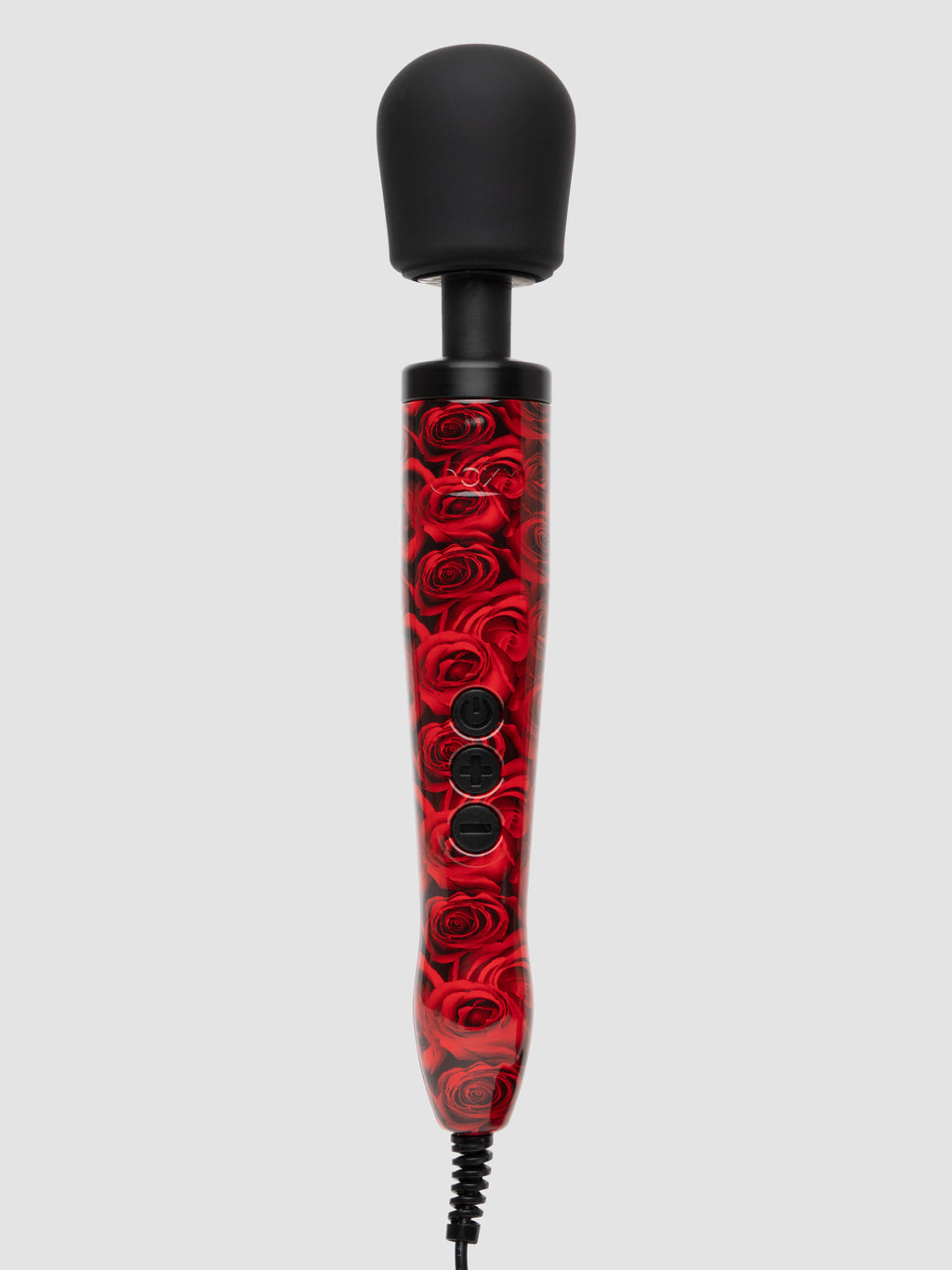 Doxy Original Rose-Patterned Mains-Powered Silicone Wand Massager, Red