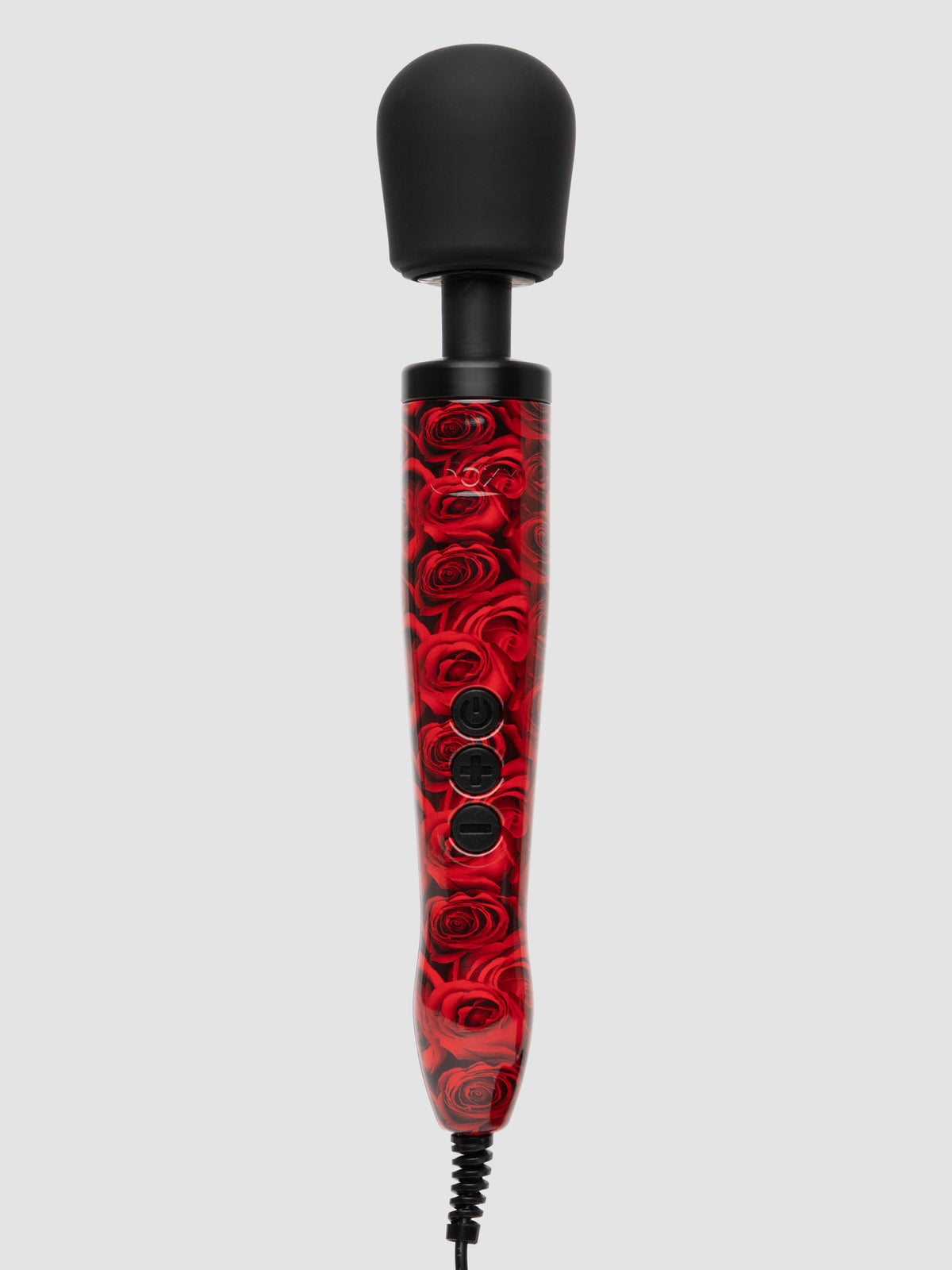 Doxy Original Rose-Patterned Mains-Powered Silicone Wand Massager, Red