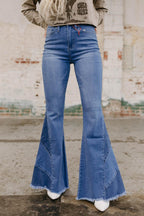 color block denim jeans