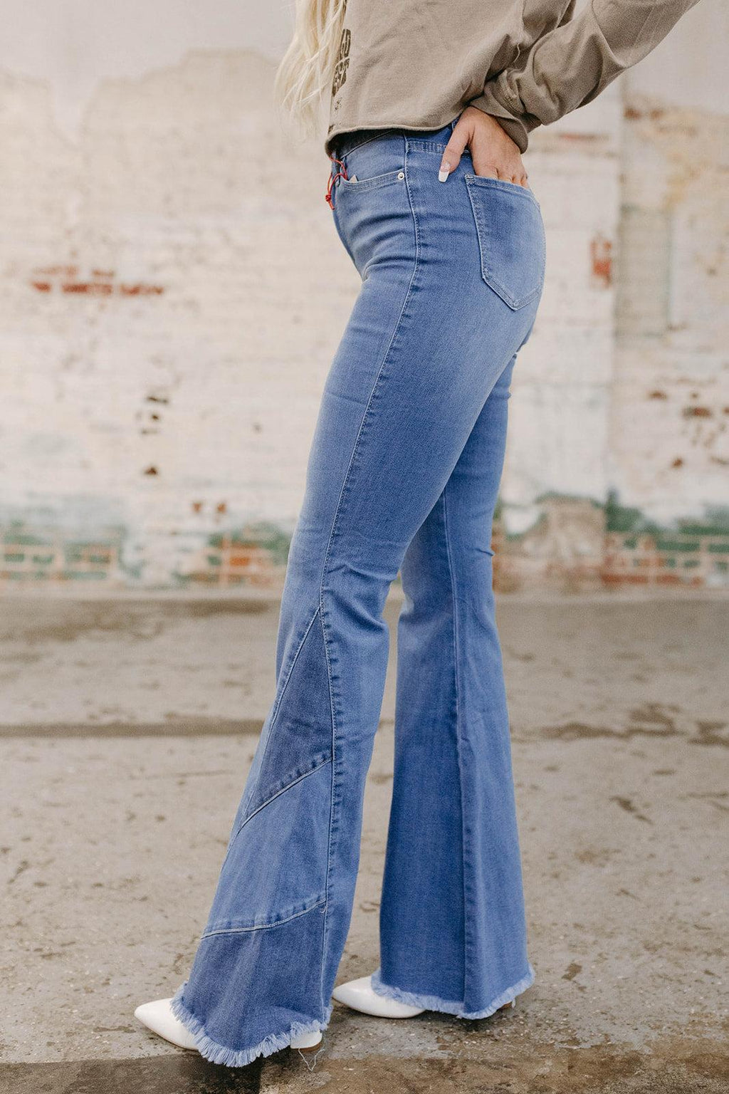 color block denim jeans