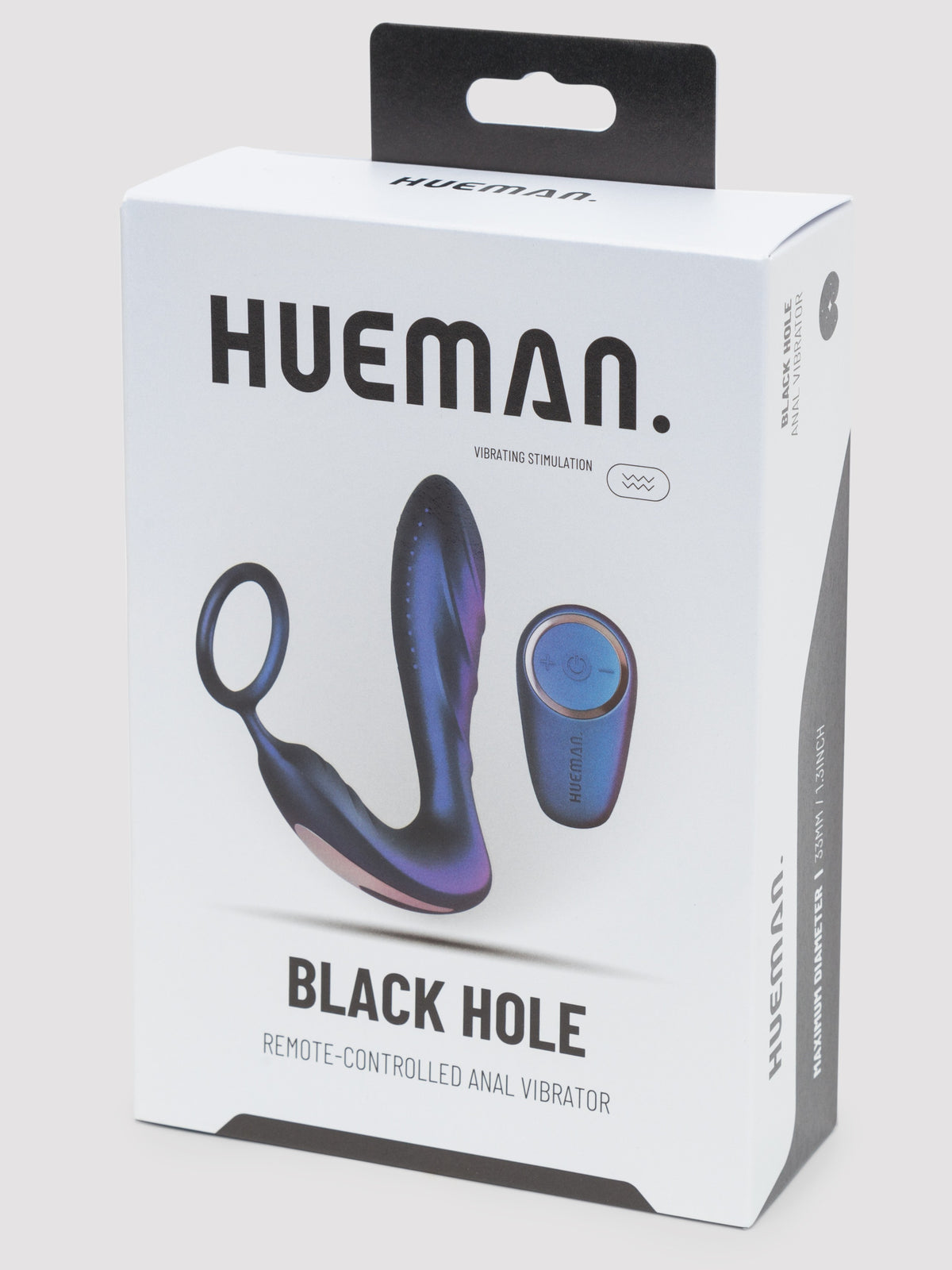 Hueman Black Hole Galactic Silicone Remote Control Cock Ring Butt Plug, Purple