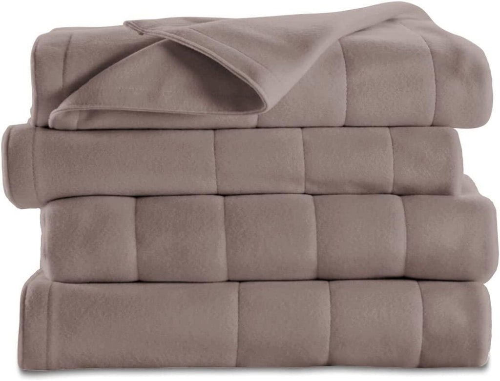 Heated Electric Warming Blanket Quilted Fleece Queen Seashell