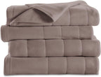 Heated Electric Warming Blanket Quilted Fleece Queen Seashell