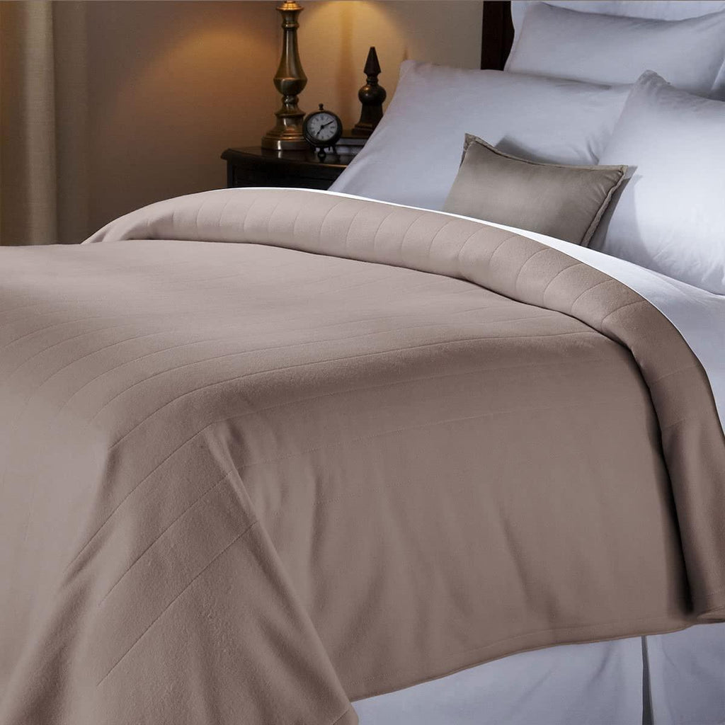 Heated Electric Warming Blanket Quilted Fleece Queen Seashell