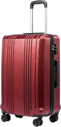 Luggage Suitcase PC+ABS with TSA Lock Spinner Carry on Hardshell Lightweight 20in 24in 28in (wine red, L(28IN))