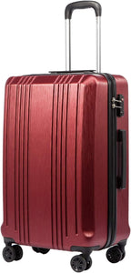 Luggage Suitcase PC+ABS with TSA Lock Spinner Carry on Hardshell Lightweight 20in 24in 28in (wine red, L(28IN))