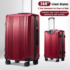 Luggage Suitcase PC+ABS with TSA Lock Spinner Carry on Hardshell Lightweight 20in 24in 28in (wine red, L(28IN))