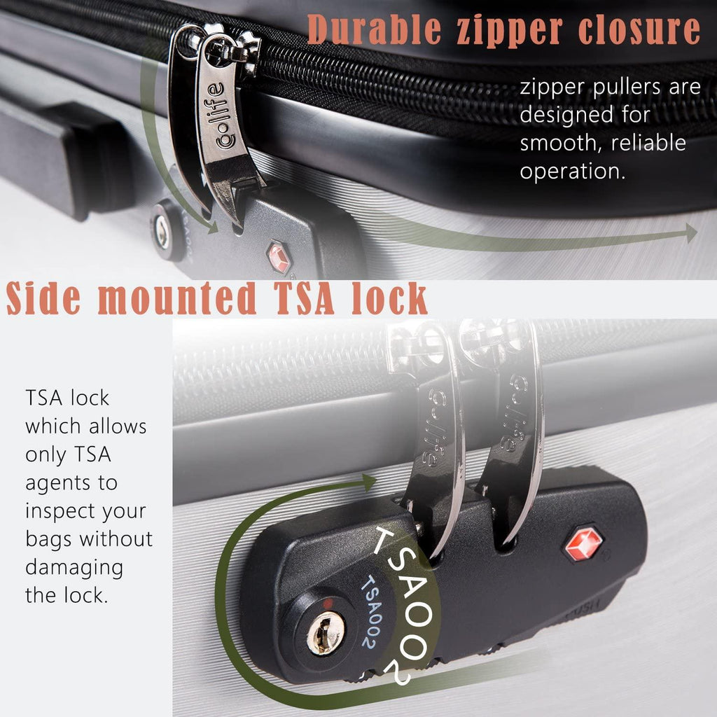 Luggage Suitcase PC+ABS with TSA Lock Spinner Carry on Hardshell Lightweight 20in 24in 28in (wine red, L(28IN))