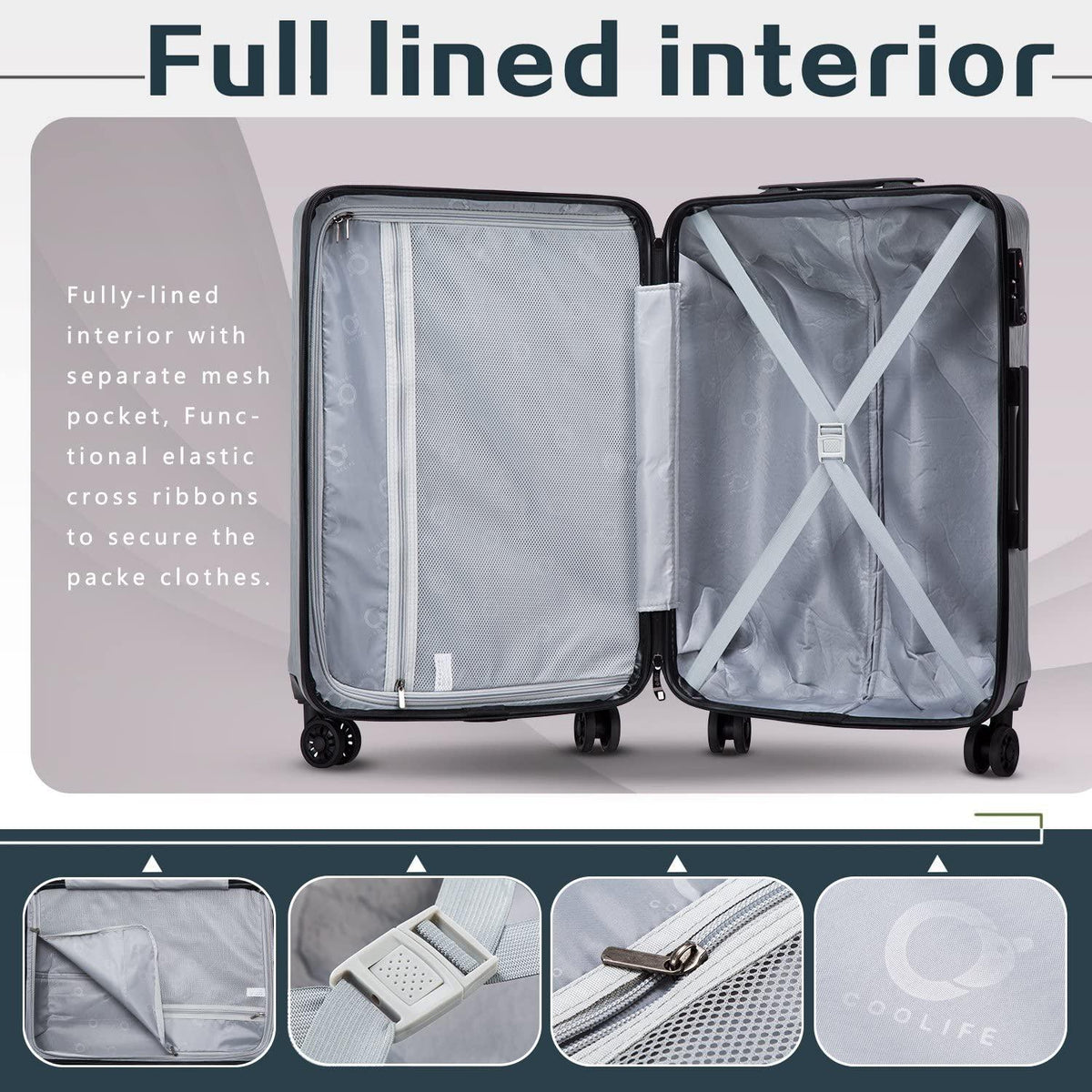 Luggage Suitcase PC+ABS with TSA Lock Spinner Carry on Hardshell Lightweight 20in 24in 28in (wine red, L(28IN))