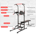 Power Tower Pullup Bar Dip Station with Situp Bench Home Gym Workout Equipment